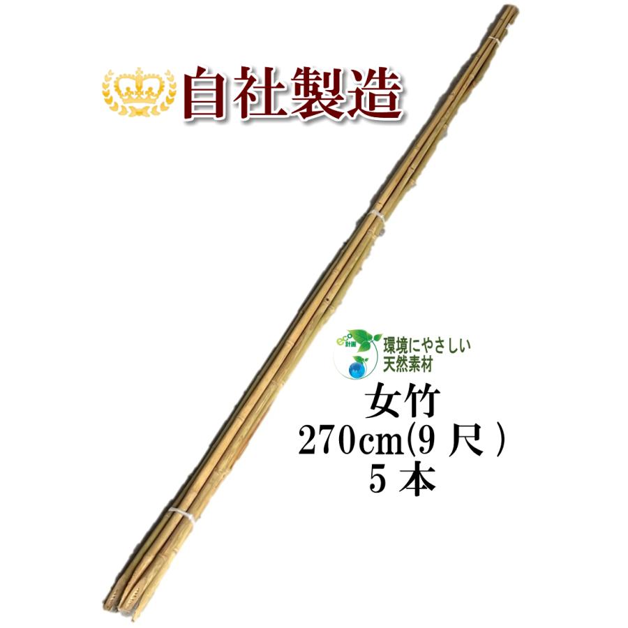女竹 270cm 5本 篠竹 天然竹 竹支柱 添え木 園芸用 農業用 定植