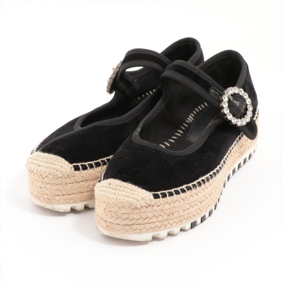 マークジェイコブス ベロア エスパドリーユ 37 レディース ブラック  