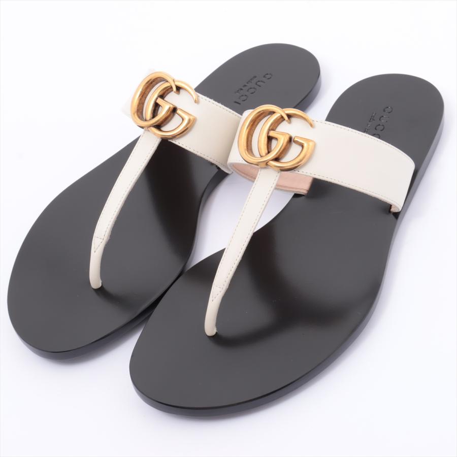 グッチ GGマーモント レザー サンダル 37 1/2 レディース ブラック  