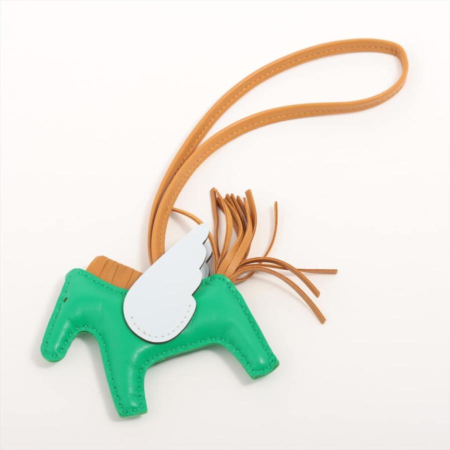 高級素材使用ブランド エルメス ロデオチャーム ペガサスpm Z刻 21年 チャーム アニョーミロ ミント セサミ ブルーブリュム レディースアクセサリー