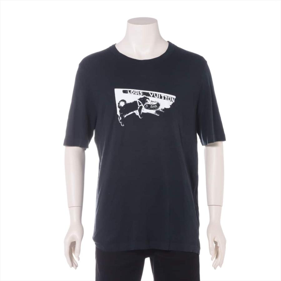 最終決算 10ss ヴィトン 素材不明 ロゴプリント ブラックドッグ Bar Dog S Rm101m ネイビー メンズ Xl Tシャツ その他トップス Floridapace Gov
