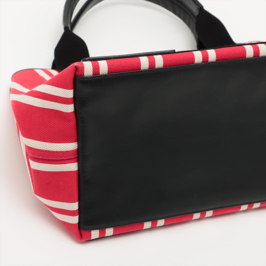 バレンシアガ ネイビーカバス キャンバス×レザー トートバッグ レッド  