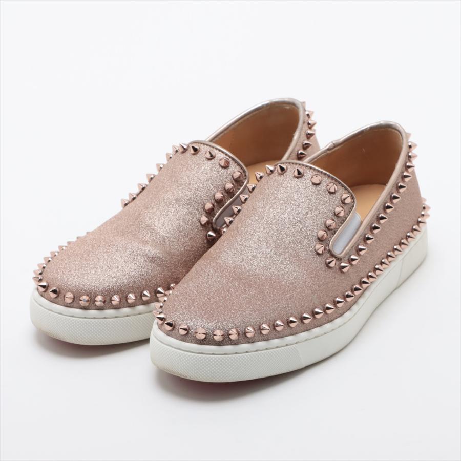 クリスチャンルブタン レザー スリッポン 35 レディース ピンク  