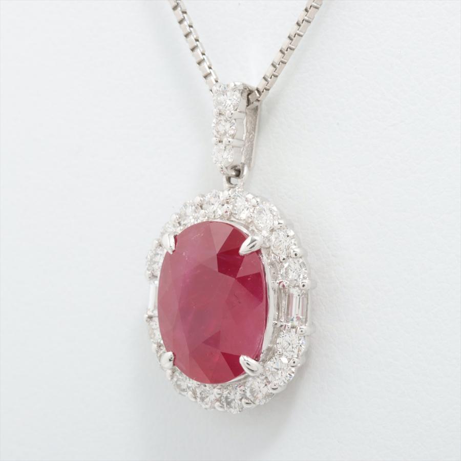 ルビー ダイヤ ネックレス Pt900×Pt850 8.9g 5.401 D0.90 透明  