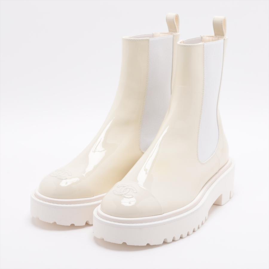 シャネル ココマーク 22C パテントレザー サイドゴアブーツ 37 1/2  