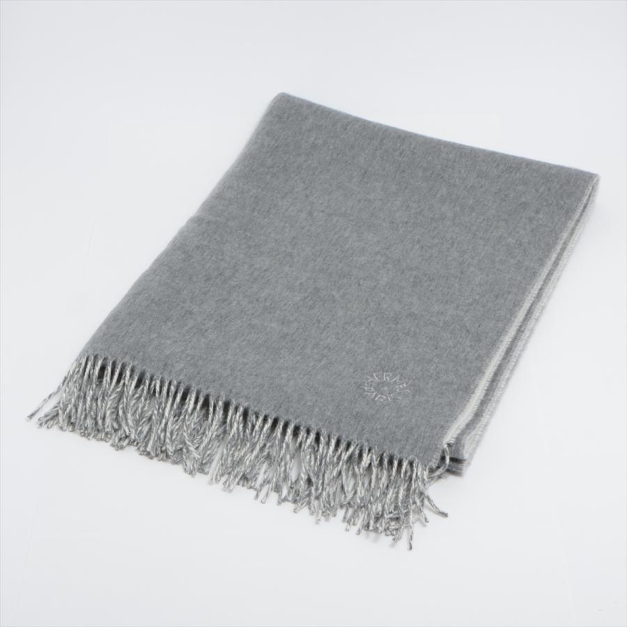 エルメス ダブルフェイス ストール カシミヤ グレー×アイボリー  