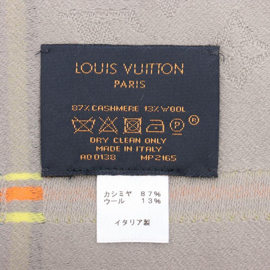 Louis Vuitton エトールモノグラムグレー ×ブラックマフラー ウール