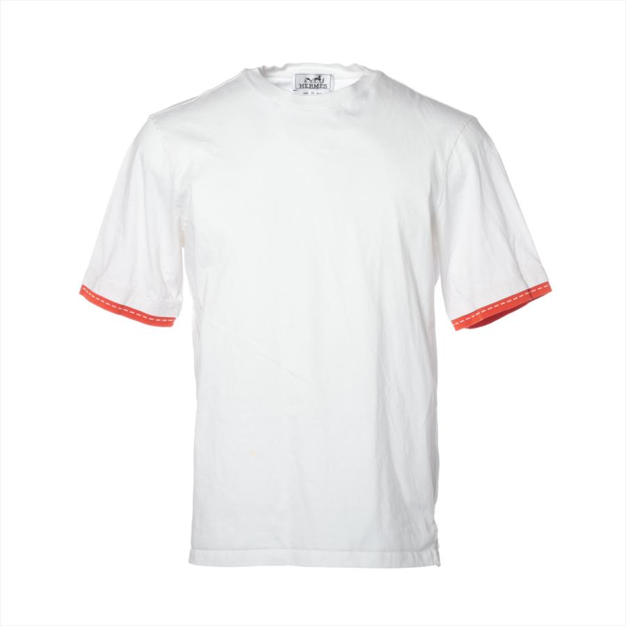 エルメス コットン Tシャツ XS メンズ ホワイト ディテール サドル 