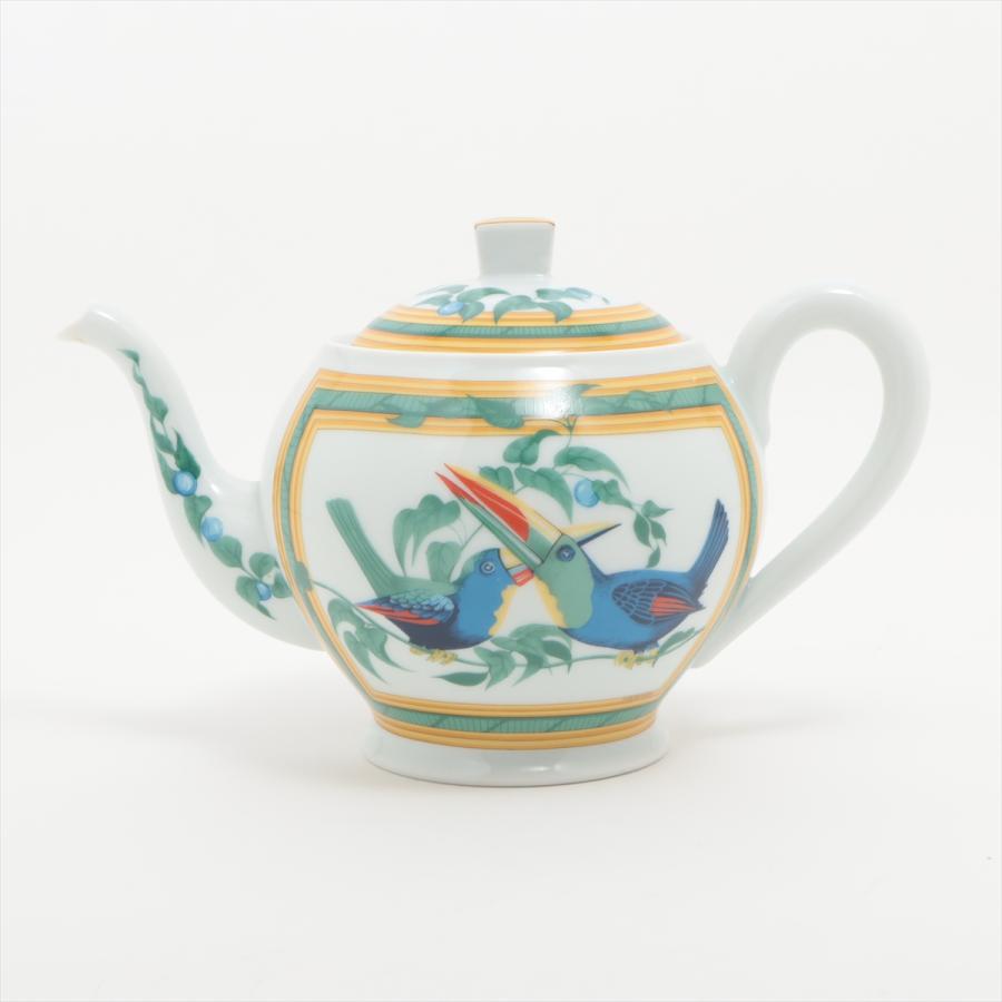 エルメス トゥカン ティーポット 陶器 グリーン×イエロー : a3039239 