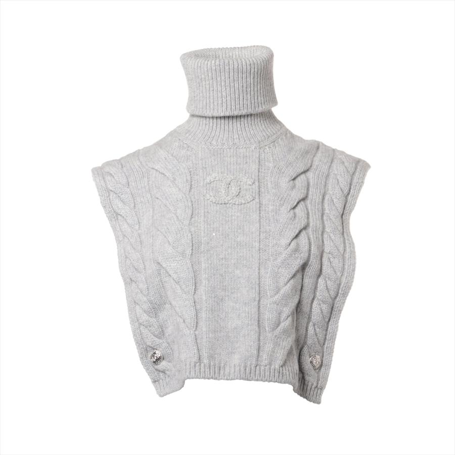 シャネル ココボタン P74 カシミヤ ノースリーブニット 36 レディース  