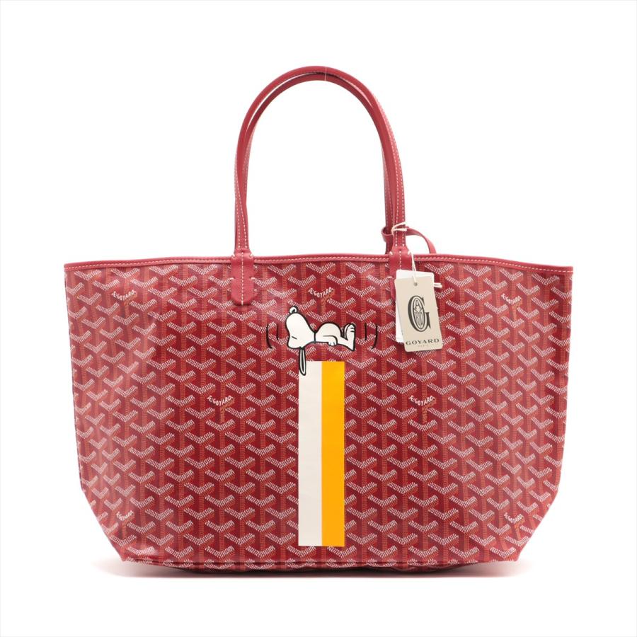 ゴヤール サンルイPM PVC×レザー トートバッグ レッド スヌーピー  