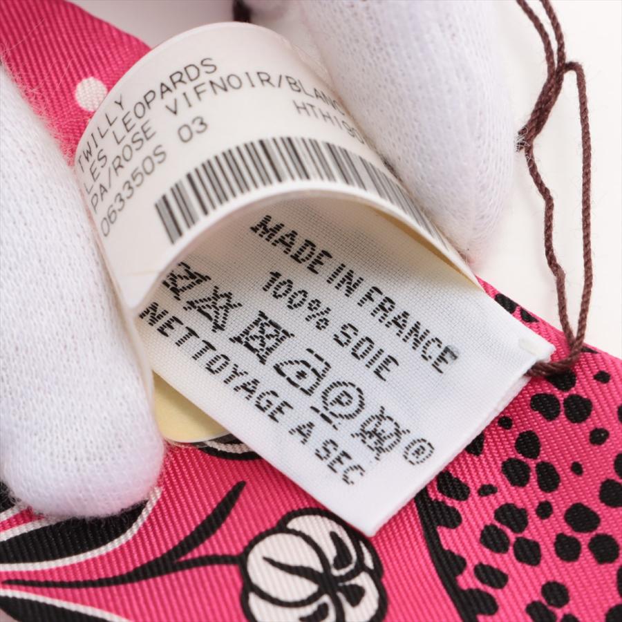 エルメス ツイリー Les Leopards Bandana スカーフ シルク ピンク 