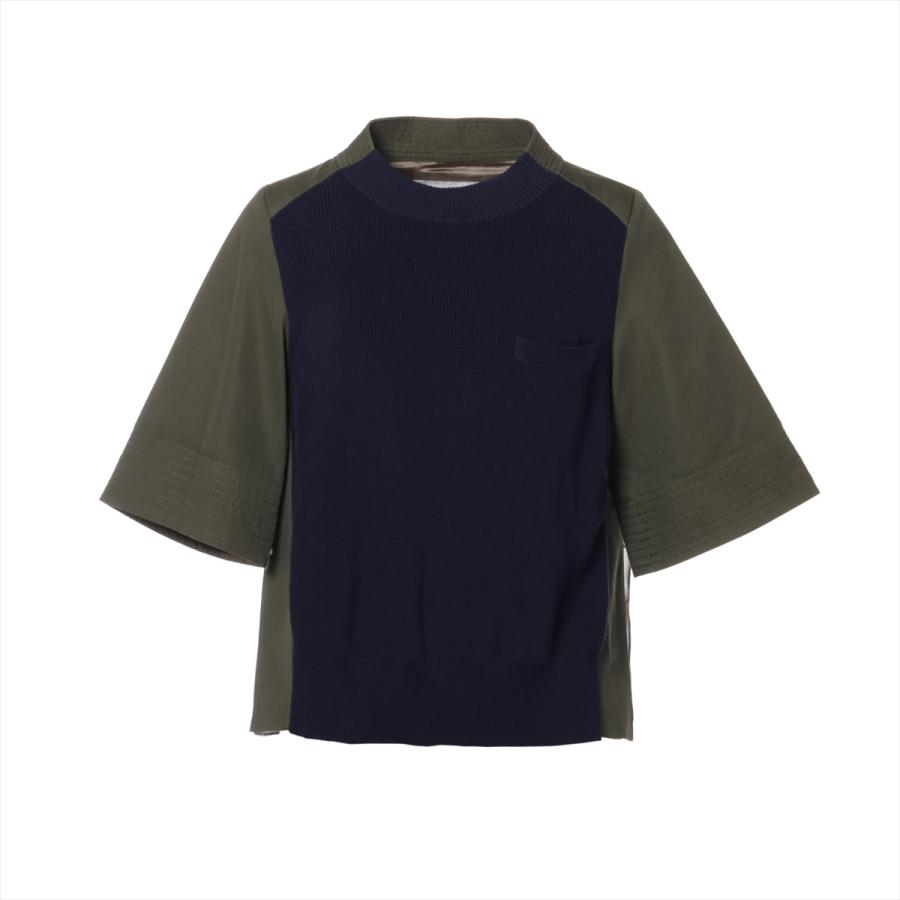 サカイ コットン×ポリエステル×キュプラ Tシャツ 1 レディース カーキ 