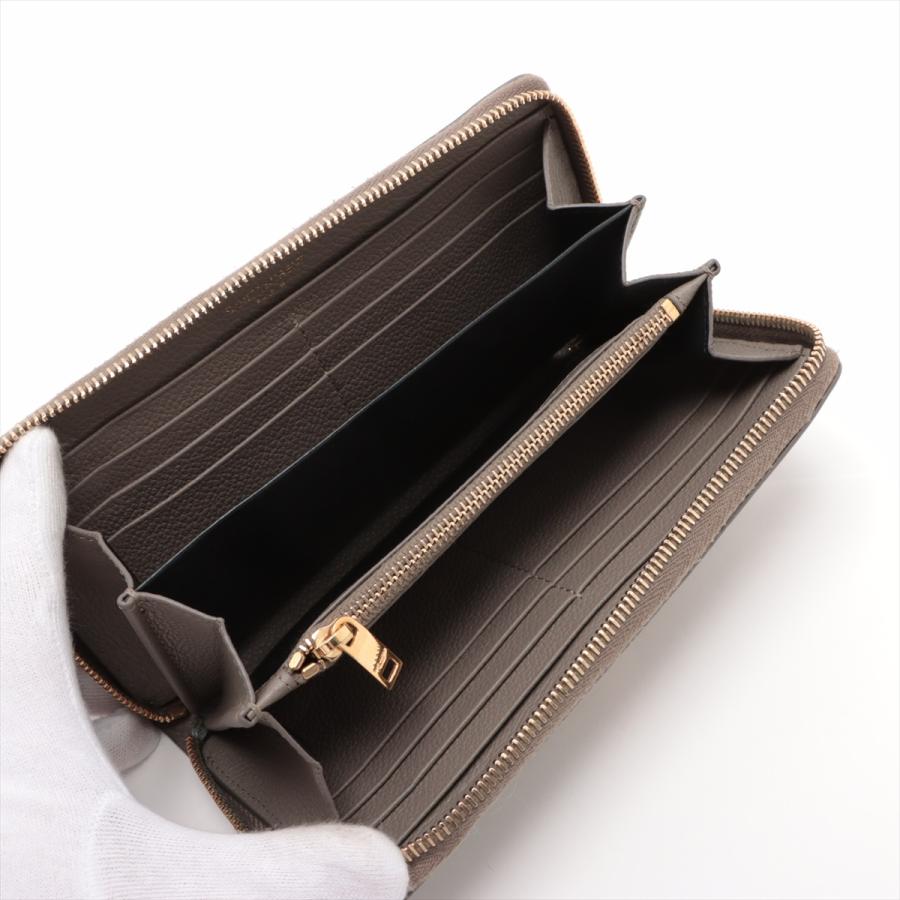 サンローランパリ YSLロゴ レザー ラウンドジップウォレット グレー  