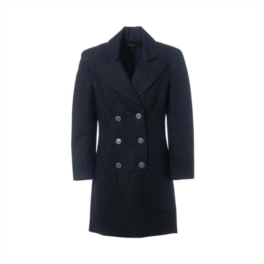 シャネル ココボタン P60 ウール ジャケット 38 レディース ネイビー  