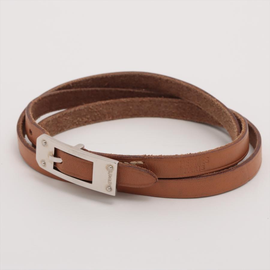 エルメス ケリーアルディオン 刻印不鮮明 ブレスレット GP×革 ブラウン  