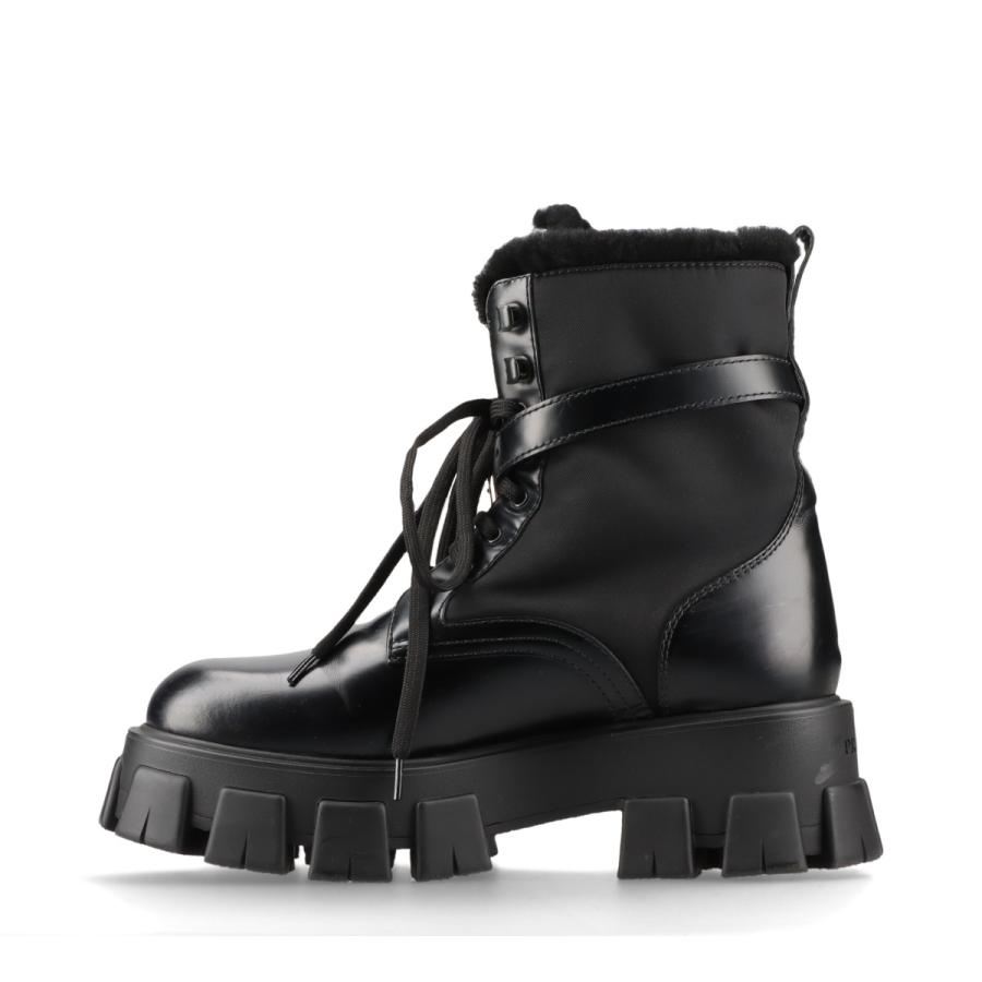 プラダ モノリス レザー×ナイロン ショートブーツ 40 ユニセックス  