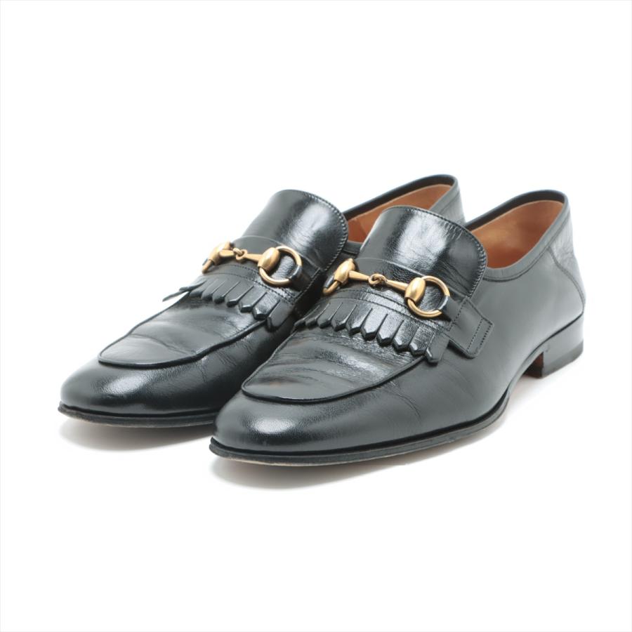 グッチ ホースビット レザー ローファー 8 1/2 メンズ ブラック 494652 
