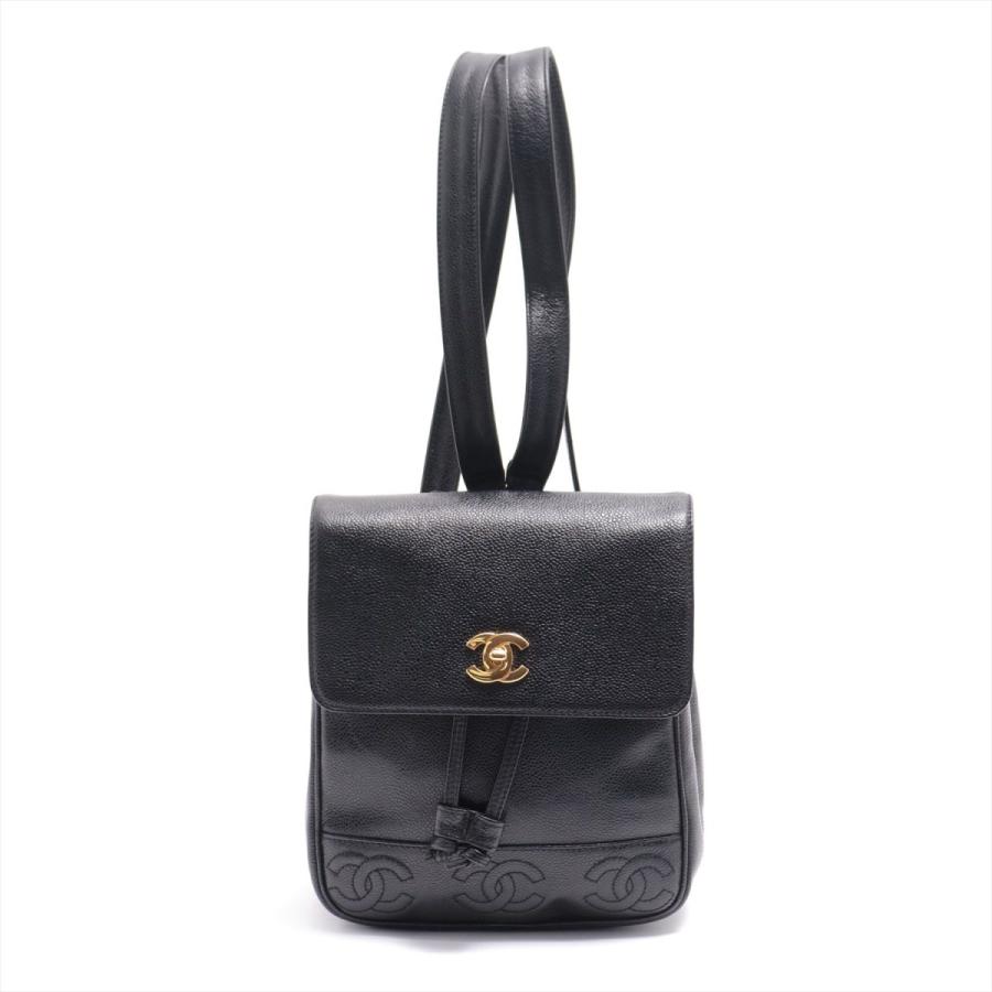 シャネル トリプルココ キャビアスキン リュック ブラック ゴールド金具 4番台 Fakfakkab Go Id