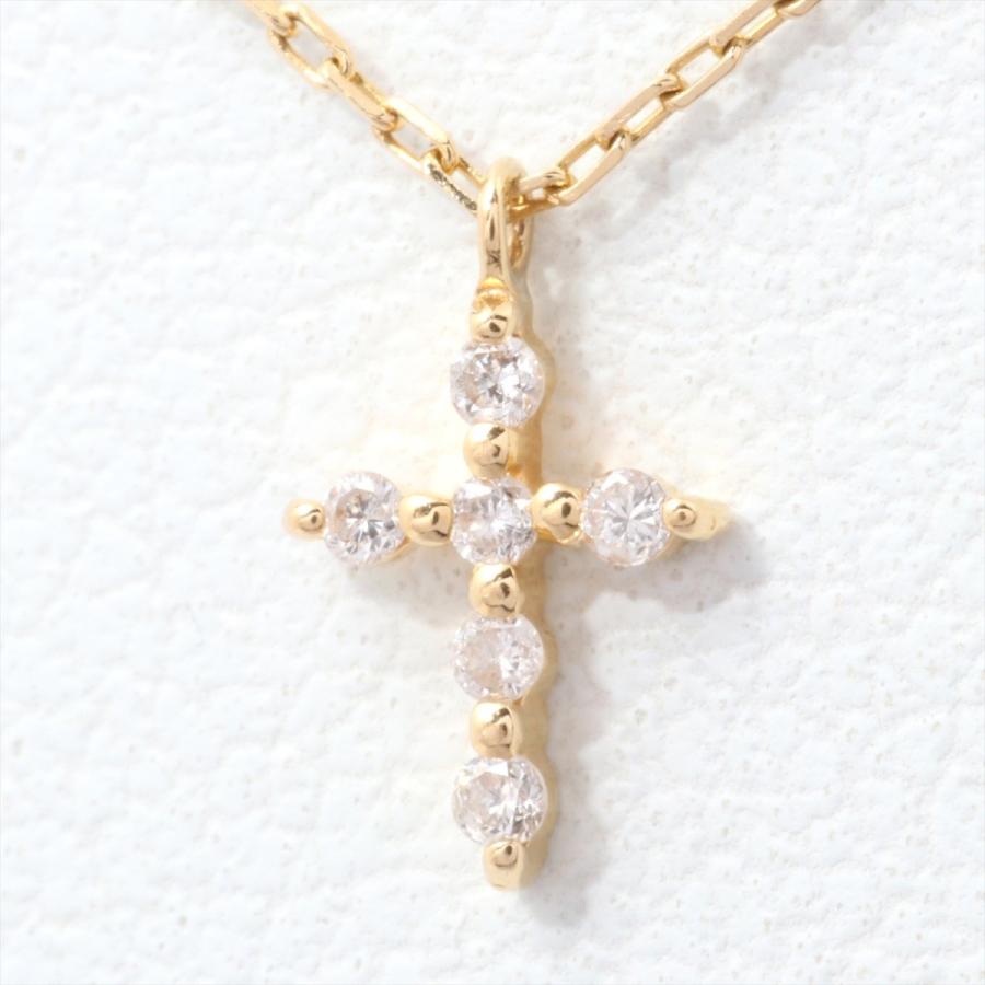 アガット agete クロス ダイヤネックレス K18YG 0.03ct : nu024055  
