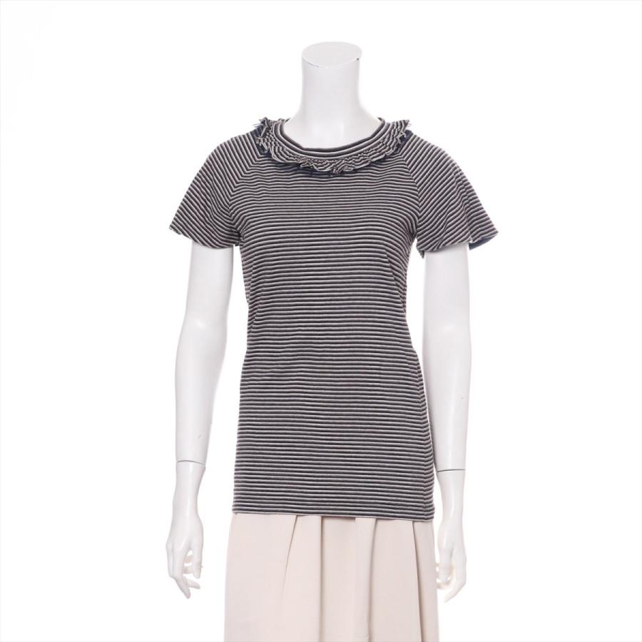 65 Off 送料無料 P42 ボーダー フリル ネイビー レディース サイズ38 カットソー コットン シャネル Tシャツ カットソー Postetelecom Gouv Cg