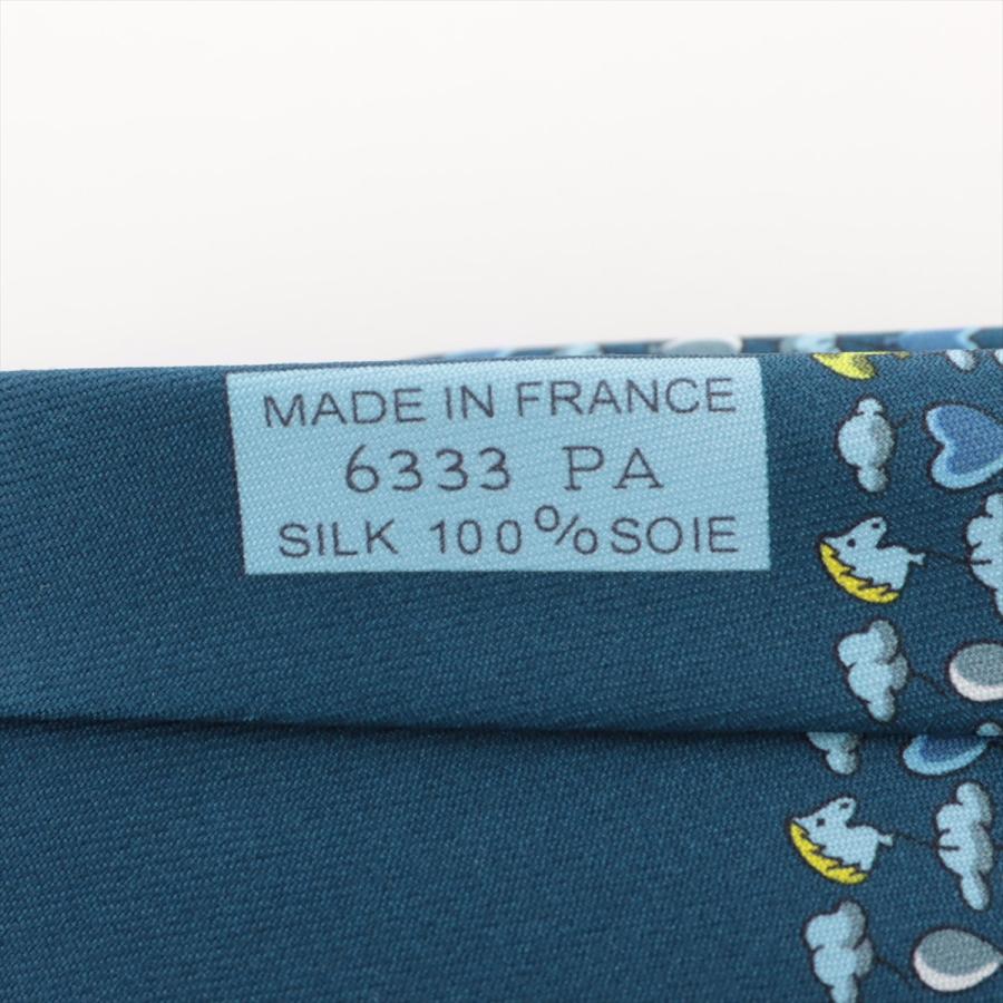 HJ です エルメス ネクタイ シルク ブルー UP IN THE CLOUDS