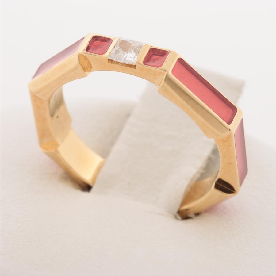 グッチ リンクトゥラブ ダイヤ エナメル リング 750(YG) 3.9g 9  