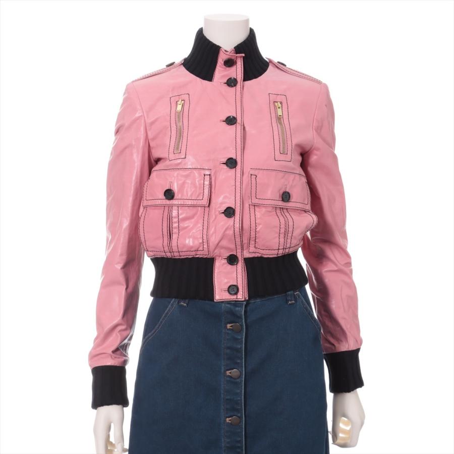 ファッションなデザイン ピンク レディース 38 レザージャケット レザー グッチ コート アウター Affaires Sociales Gouv Cg