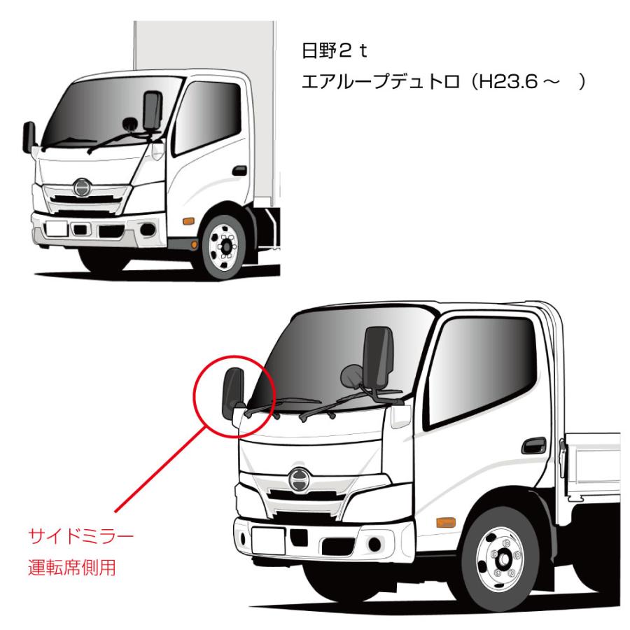 サイドミラー RH 運転席側 メッキ 日野2tエアループデュトロ用