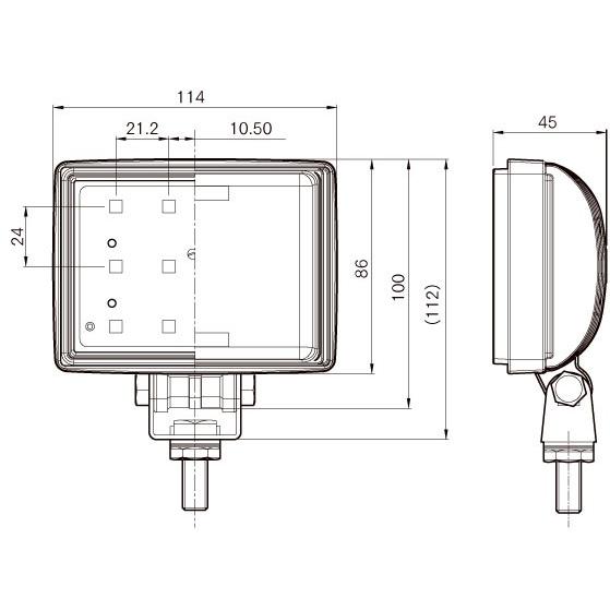 LED角型バックランプ（後退灯） VS-L200VW-1 （12V・24V共用）【車検
