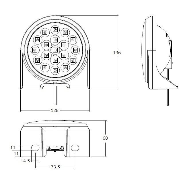 LED丸型バックランプ（後退灯） VS-L141VW+VS-L3D 【12V・24V共用