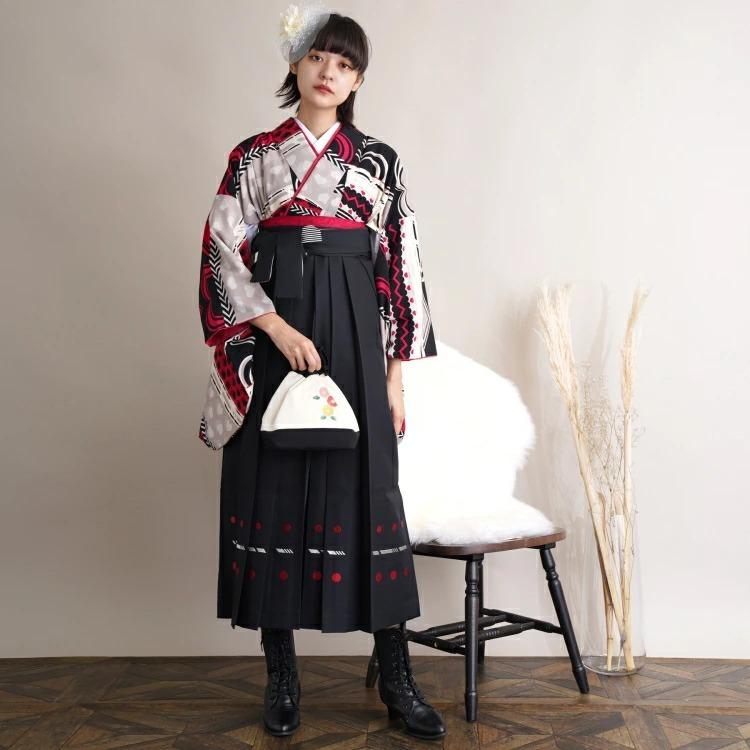 注目の レンタル 袴 女性 大学生 袴セット 卒業式 袴セット2尺袖着物 袴 フルセット レトロ モダン 袴16点セット モダンアンテナ 赤と黒のハート 代引き不可 格安人気 Futbolcarrasco Com