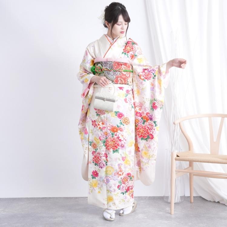 9-2 21 振袖 成人式 正絹 蝶柄 金彩 7点セット 振袖 ・ 成人式