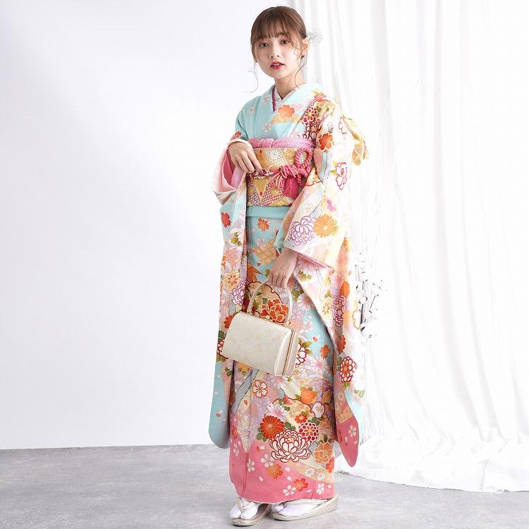 レンタル 振袖 成人式 21点セット 華やか 可愛い系 振袖 成人式セット 花 水色系 浴衣通販 Utatane 通販 Yahoo ショッピング