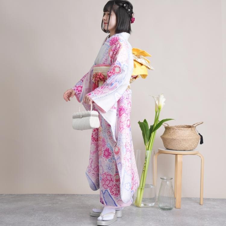 正絹振袖セット総絞りピンク長襦袢セット