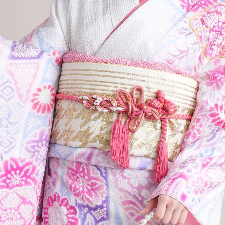 振袖総絞りパステルカラーピンク系正絹