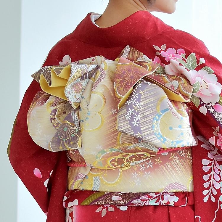 振袖 レンタル 成人式 21点セット レトロ 成人式セット 花 赤系 正絹
