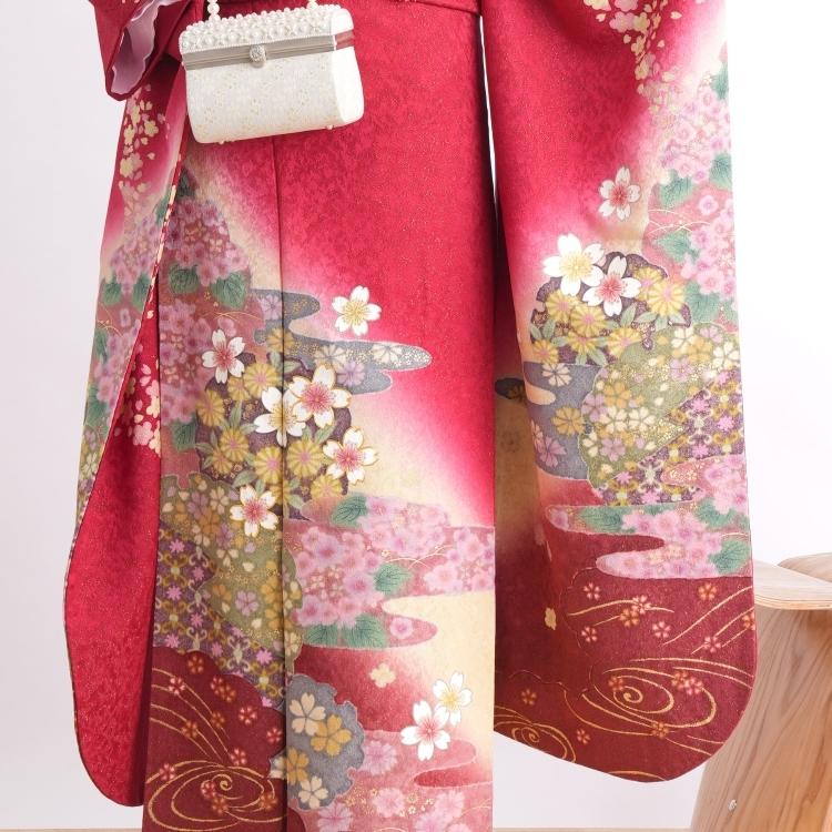 振袖 レンタル 成人式 21点セット レトロ 成人式セット 花 赤 正絹