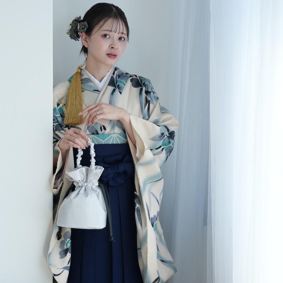 訪問着 蔓草文様 型友禅 金彩 紋意匠 正絹 躾糸付き 暗い青系.025hm