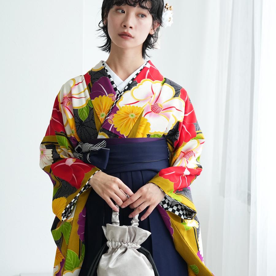 袴 レンタル 卒業式 2尺袖着物 17点セット JAPAN STYLE レトロモダン系