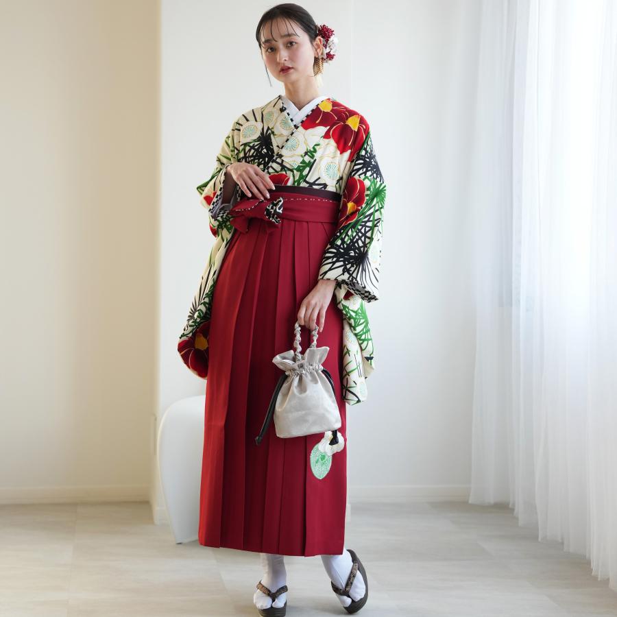 レンタル 2尺袖着物 袴 フルセット Japanstyle 袴16点セット きなりに紅白つばきと白い梅 着物と袴以外はおまかせコーデ 浴衣通販 Utatane 通販 Yahoo ショッピング