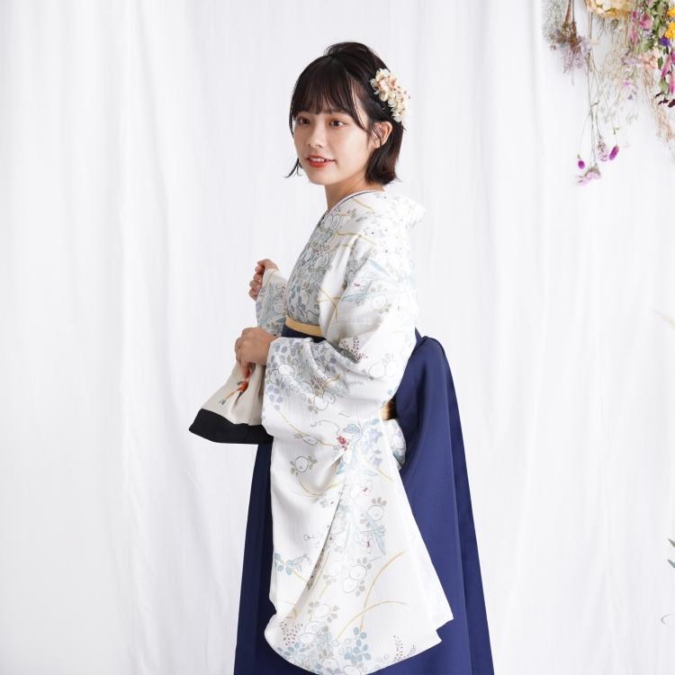 レンタル 袴セット 袴 女 大学生 卒業式 2尺袖着物 袴 フルセット レトロ 大正浪漫 モダン 国内染色 袴16点セット 白地に草花 代引き不可 浴衣通販 Utatane 通販 Yahoo ショッピング