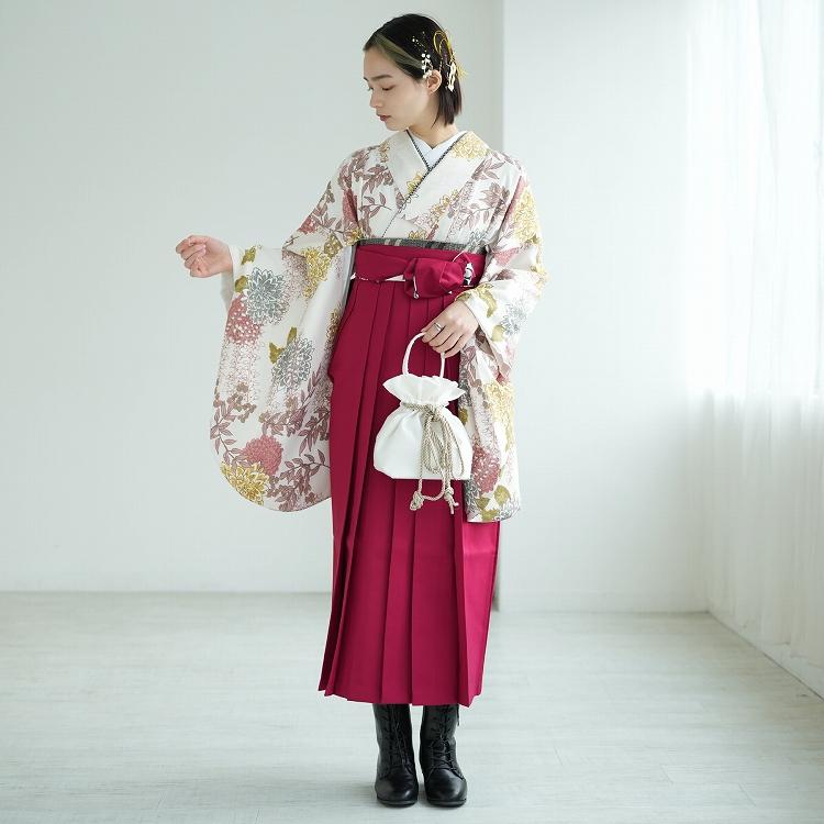 袴 レンタル 卒業式 2尺袖着物 17点セット ひよこ商店 レトロモダン系