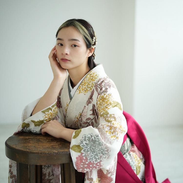 袴 レンタル 卒業式 2尺袖着物 17点セット ひよこ商店 レトロモダン系