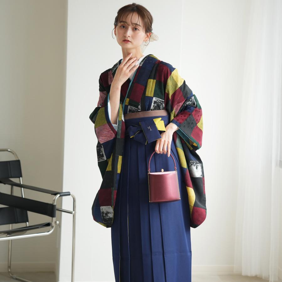 袴 レンタル 卒業式 2尺袖着物 袴 17点セット モダンアンテナ レトロモダン系 袴セット 卒業式 ブロック マルチ系