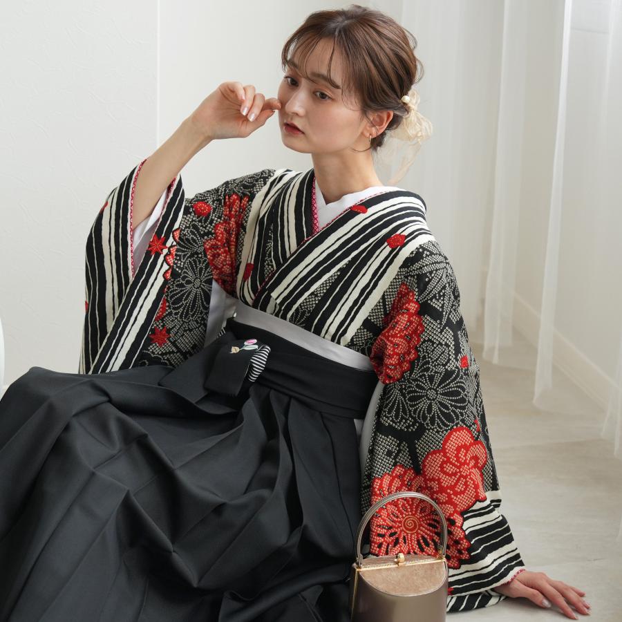 袴 レンタル 卒業式 2尺袖着物 袴 17点セット 九重 レトロモダン系 袴