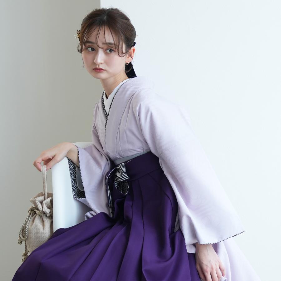 袴 レンタル 卒業式 2尺袖着物 袴 17点セット 九重 レトロモダン系 袴セット 卒業式 花 ラベンダー