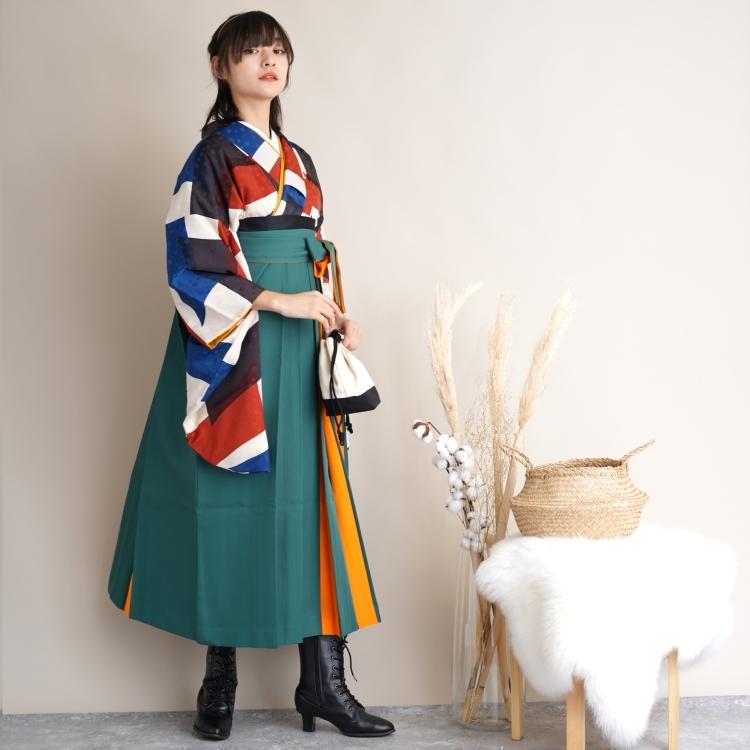 袴 レンタル 卒業式 2尺袖着物 17点セット モダンアンテナ レトロ 袴