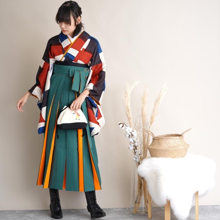 袴 レンタル 卒業式 2尺袖着物 17点セット モダンアンテナ レトロ 袴