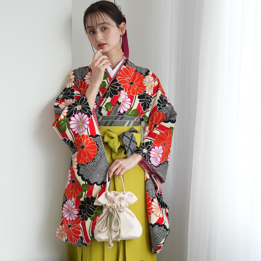 袴 レンタル 卒業式 2尺袖着物 袴 17点セット 九重 レトロモダン系